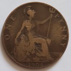 1908 Penny Uk; Great Britain; King Edward Vii; Circulated; Km#794.2; Free Ship!