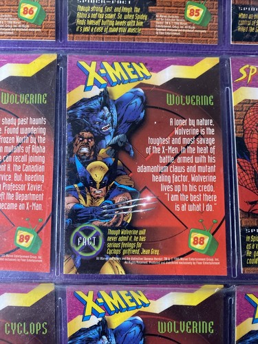 1995 Fleer Fox Kids Network Cards #84-92 Marvel X-Men Spider-Man Wolverine - Bild 16 von 21