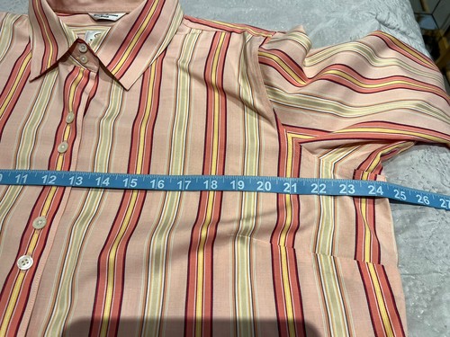 Talbots Y2K Women petite shirt multicolor stripes wrinkle free strech size 16W - Picture 6 of 7