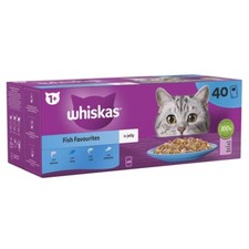 WHISKAS 1+ Adult Wet Cat Food Pouches 40 x 85 g Fish in Jelly Bulk Cat Food 3.81 per kilo
