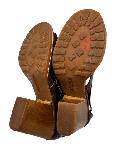 Timberland Sandals Strafford Block Wooden Heels Open Toe Suede Leather Brown 8.5 - Picture 9 of 11