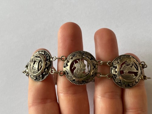 Bijoux Bracelet en argent ancien décors Egyptien Sphinx Pharaon (L39) - Picture 1 of 6