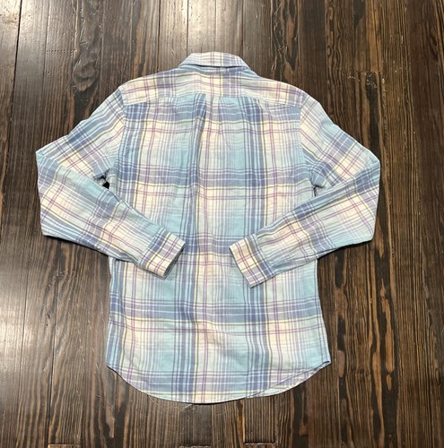 Vineyard Vines Slim Fit Tucker Shirt Men’s XS Plaid Blue Cotton Linen - Picture 4 of 4