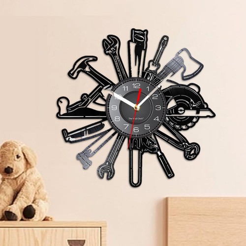 Silent Wall Clock Decor Repair Tool Pattern Wall Silent Clock For Repairman Gift - Picture 5 of 12