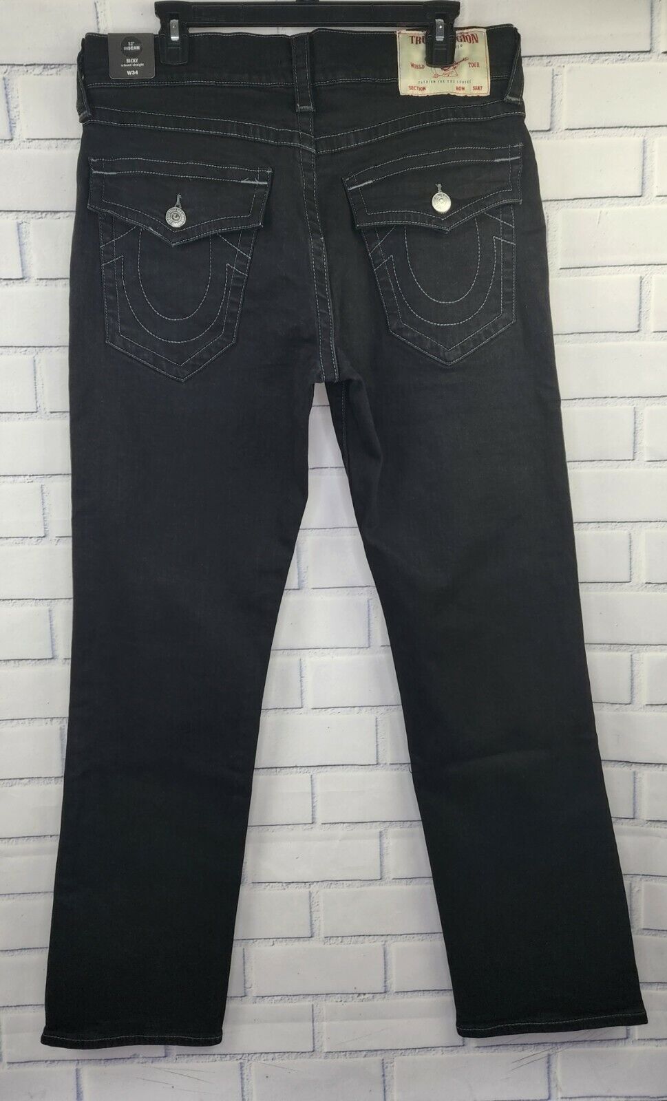 True Religion Mens Ricky Big T Stitch Straight Jeans - Size 34 & 36 (106364  2SB)