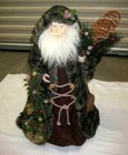 Christmas Santa Tree Topper Figure Decoration 24 in Green Multi Ceramic Face