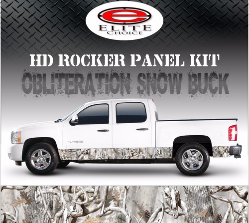 Oblit Snow Buck Camo Rocker Panel Graphic Decal Wrap Truck SUV - 12" x 24FT - Picture 1 of 3
