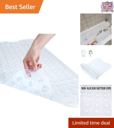 Shower Safety Mat Vinyl 40x16 Inch Non-Slip Suction Cups for Bathroom Use
