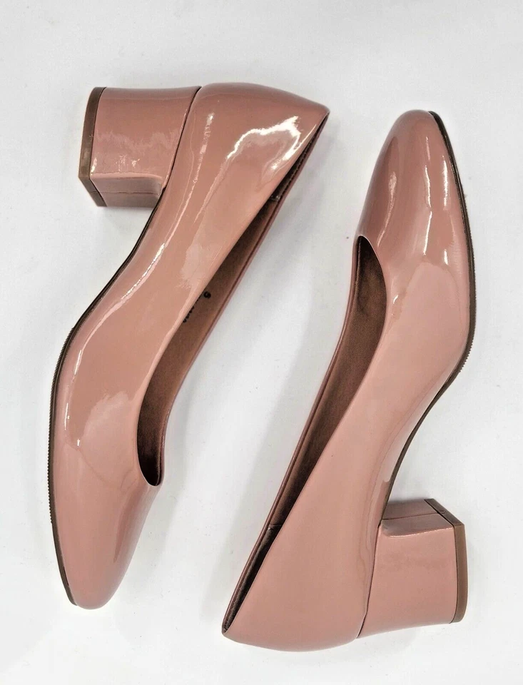 M&S COLLECTION Wide Fit Patent Block Heel Court Shoes - Image 4 of 4