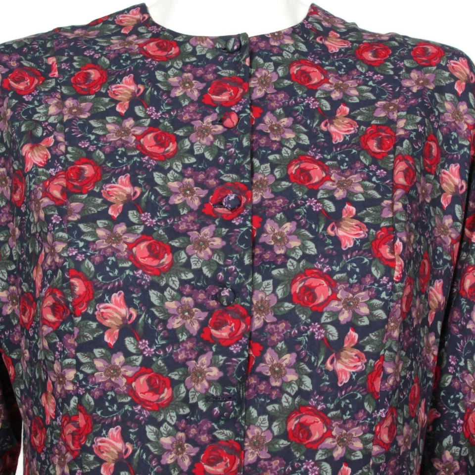 Vestido De Colección Años 80 LAURA ASHLEY 80 Cottagecore Modesto Azul Rojo Púrpura Talla 12/264 Foto 2 de 4