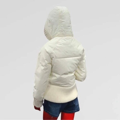 Women's Lady Enyce Vintage Dirty White Quilted Puffer Hooded Jacket NWT - Picture 2 of 6