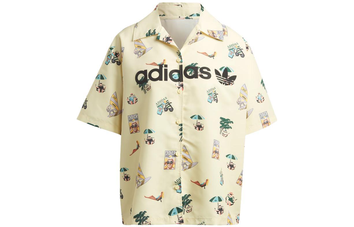 Графическая Рубашка adidas с Коротким Рукавом, Мультяшным Рисунком и Буквенным Логотипом