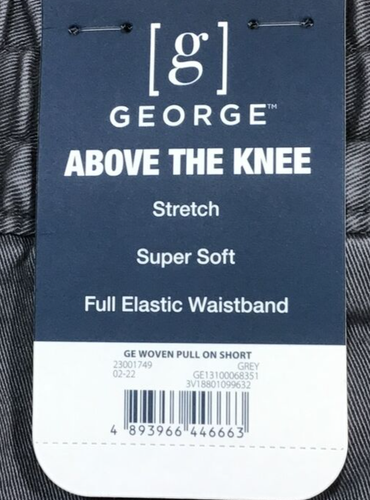 George Above The Knee Stretch Pull On Shorts Elastic Mens Grey 9 Inch Inseam - Picture 5 of 10