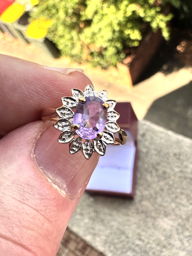 Vintage Cocktail Ring - Purple Topaz - Diamonds - American? - Picture 9 of 24