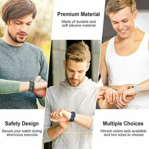 Soft Silicone Breathable Sports Band Strap For Apple Watch Series 9/8/7/6/5/4 SE - Picture 9 of 25