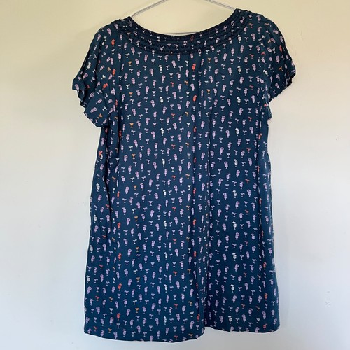 Weird Fish Cocktail Print Top Navy Tunic Short Sleeve T-Shirt Womens Size UK 14 - Picture 9 of 10