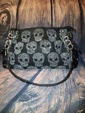 Women's Multi Skull Design Rhinestone Handbag Conceal Carry Bag