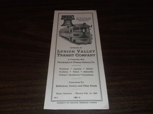 FEBRUARY-1943-LEHIGH-VALLEY-TRANSIT-SYSTEM-PUBLIC-TIMETABLE-SCARCE-WWII-ISSUE