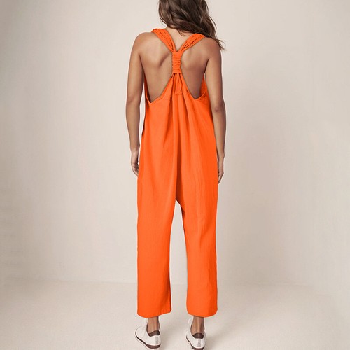 Ladies Jumpsuits Wide Leg Long Pants Women Sleeveless Vacation Breathable Romper - Picture 23 of 30