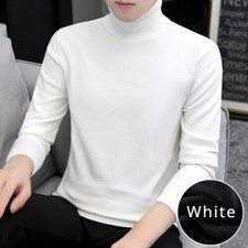 Men Casual Turtle Neck Sweater Knitted Pullover Jumper Dressy Fall Winter Warm