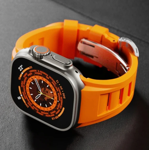 Butterfly Clasp Silicone Band for Apple Watch Series 9 8 7 SE 6 5 4 Ultra 2 49mm - Picture 8 of 17