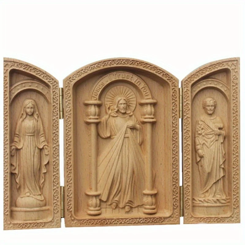 Catholic Sacred Mini Table Swing 10cm Car Swing Beech Wood Jesus Saint Joseph Cr - Picture 1 of 6