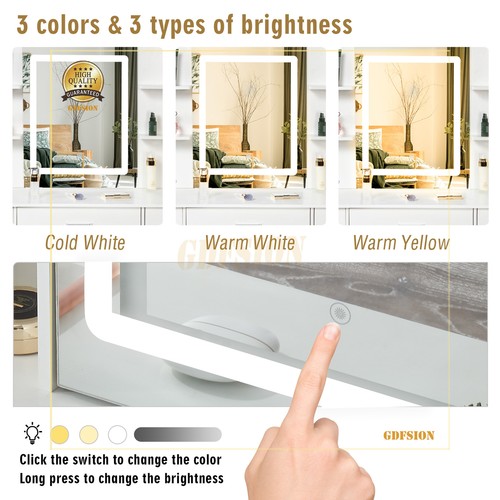 Large Dressing Table Stool Set With Smart LED Mirror 6 Drawers Shelf Vanity Desk - Picture 9 of 10