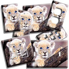 CUTE BLUE EYES BABY LION CUB JUNGLE LIGHT SWITCH OUTLET WALL PLATE NURSERY ROOM