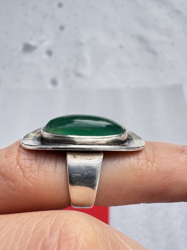 Stunning Niels Erik N.E. FROM Denmark Sterling Silver & Chrysoprase Ring - Picture 11 of 16