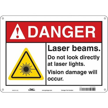 CONDOR 451R56 Laser Warning Sign, 10 in H, 14 in W, Aluminum, Horizontal - Picture 1 of 1