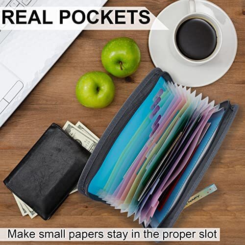 13 Pockets Expanding Accordion File Organizer Coupon Receipt Holder with Zipper - Picture 6 of 7