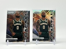2023-24 Panini Prizm Basketball Damian Lillard Fractal Silver - Milwaukee Bucks