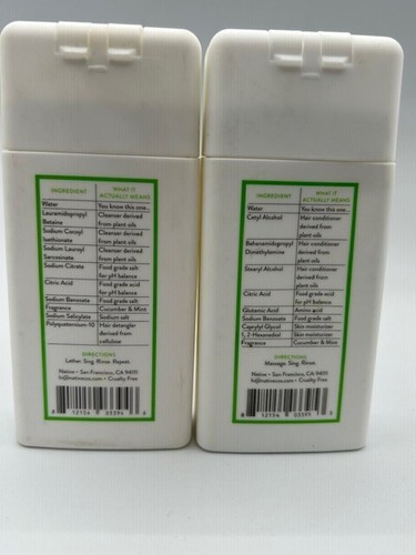 2 pezzi shampoo e balsamo volumizzante nativo cetriolo e menta da viaggio taglia 3 fl oz - Foto 2 di 2