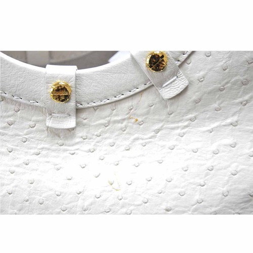 VBH Jumbo Handtasche Straußenleder cremeweiß - Bild 6 von 8