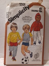 Simplicity Sewing Pattern 5591 Pull On Pants Shorts Sweatshirt Child Size 3