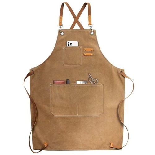 Oil-proof Canvas Kitchen Apron Men Women Cooking Chef Tool Pockets Bbq Wipeable - Picture 25 of 25