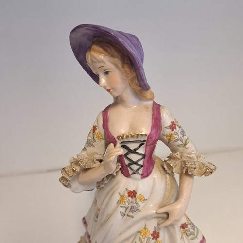 19th Century Continental Man Woman And Dog Figurines Height 10 Inch - Picture 8 of 21