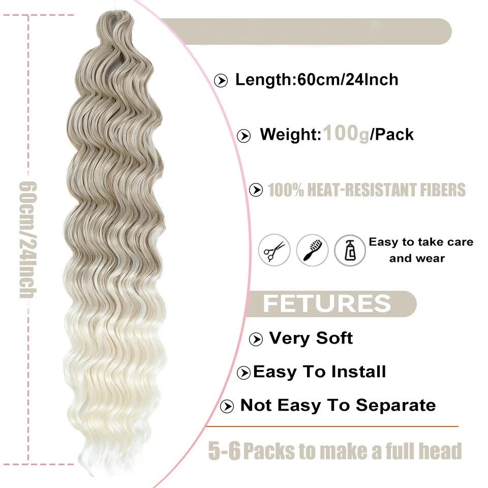 24" Loose Deep Wave Braiding Anna Curls Crochet Hair Extensions Afor Curly Braid - Bild 3 von 4