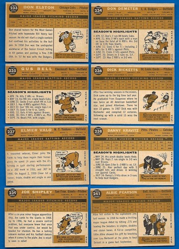 1960 TOPPS MLB BASEBALL CARD CREAM WHITE OR GREY BACK 199-374 SEE LIST - Picture 71 of 341