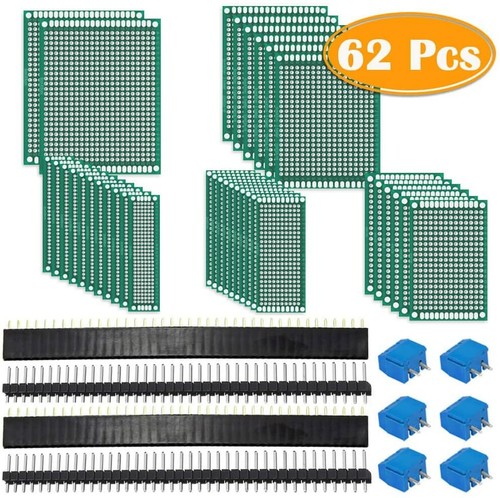 62pcs KIT Prototyping PCB Printed Circuit Board Prototype Breadboard Strip Board - Picture 1 of 9