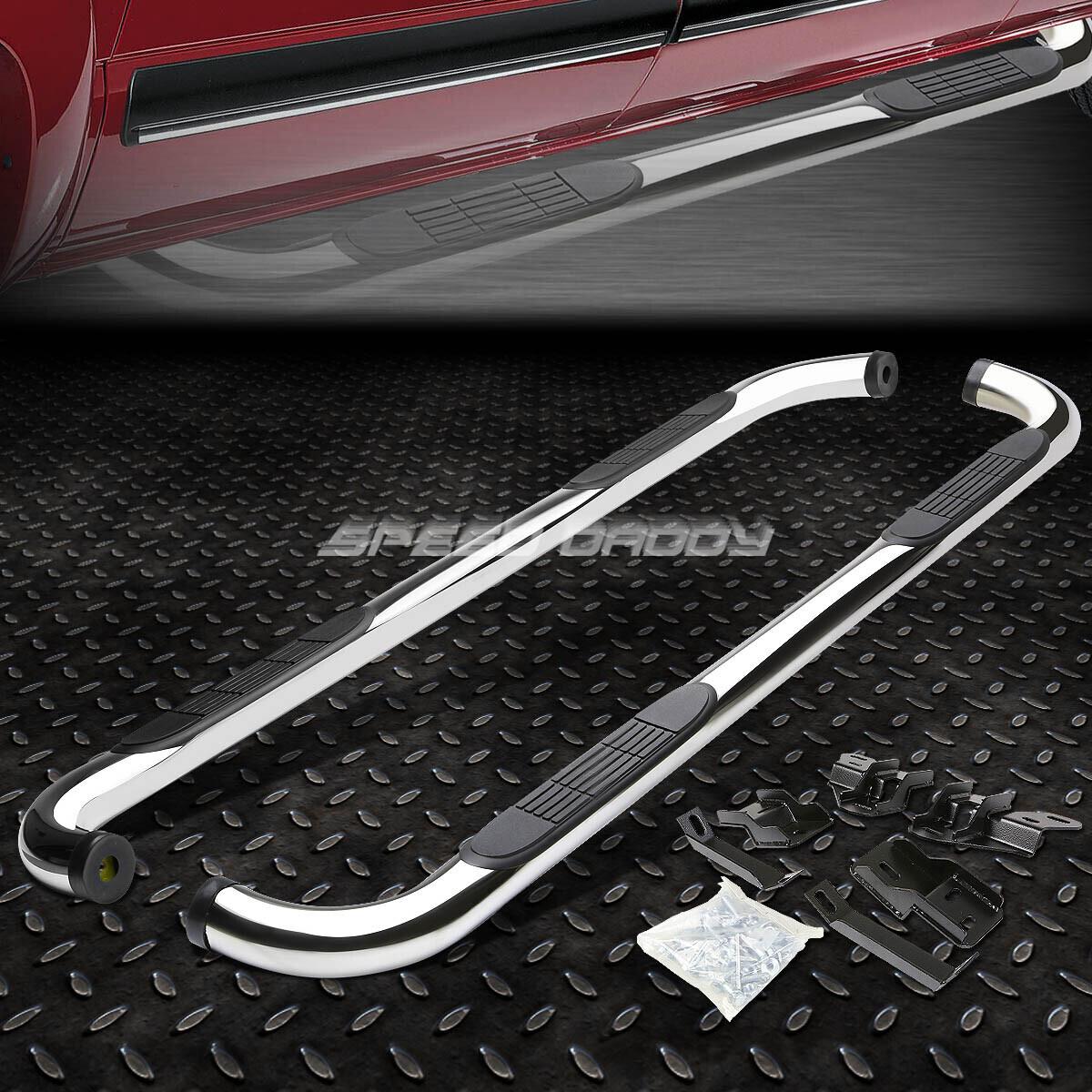 ДЛЯ 09-20 DODGE RAM 1500-3500 CREW CAB ХРОМИРОВАННАЯ ПОДНОЖКА С 3-СТОРОННЕЙ СТУПЕНЬЮ NERF BAR