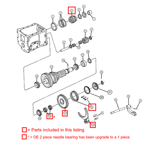 Dodge Diesel V10 NV4500 5th Gear Kit 2 Gears Slider Fork Keys Bearing 5.61 Ratio - Bild 3 von 5