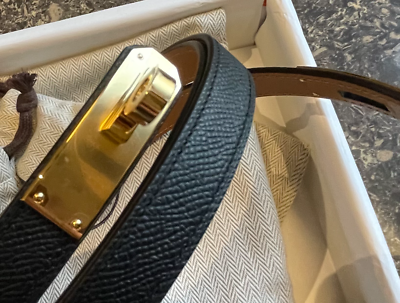 NEW Hermes Kelly Pocket 18 Belt Black With Gold Hardware GHW