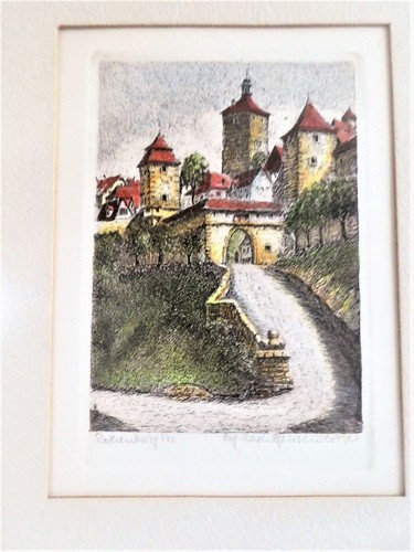 Geissendorfer Original Etching Hand Colored Signed Rothenburg Original Rad v Ge - Picture 10 of 11