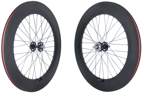 Track Bike Carbon Wheels 88mm Depth Fixed Gear 23mm Clincher Bicycle Wheelset - Picture 2 of 11