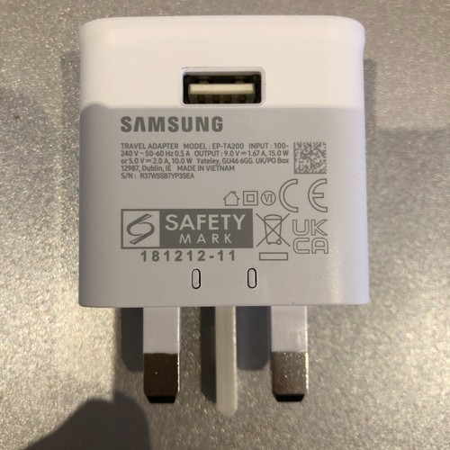 Genuine SAMSUNG Galaxy Phone Charger USB-A 15W Travel Adapter - UK Plug - Photo 2 sur 3