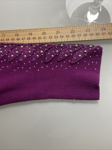 LIV Milano Pink Rhinestone Sweater Womens Sz L Knit Dolman Sleeve Long Sleeve - Picture 9 of 11