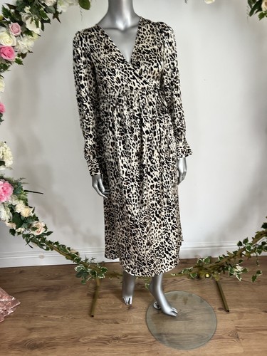 Leopard Print Maternity Midi Wrap Dress Size 8 & 12 Satin Violet Romance MS16 - Picture 8 of 24