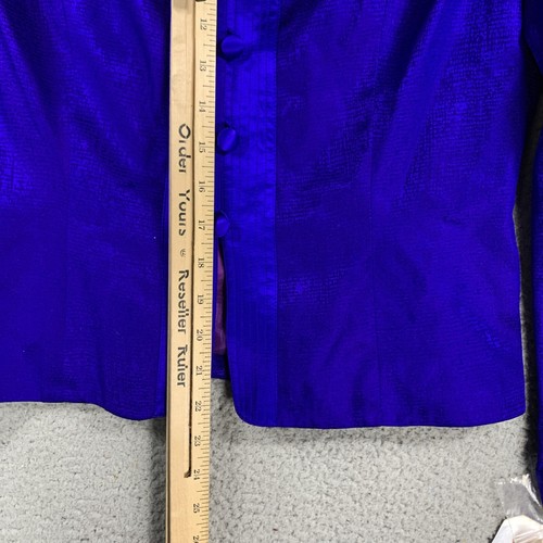 Adrianna Papell Silk Blouse Womens 6 Button Loop Front Royal Blue NWT - Picture 4 of 13