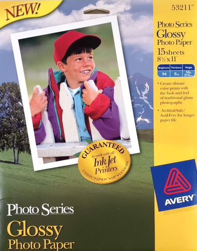 Avery Photo Series 53211 8.5"x11" 15-Sheet Glossy Finish Photo Paper Acid-free - Picture 1 of 2